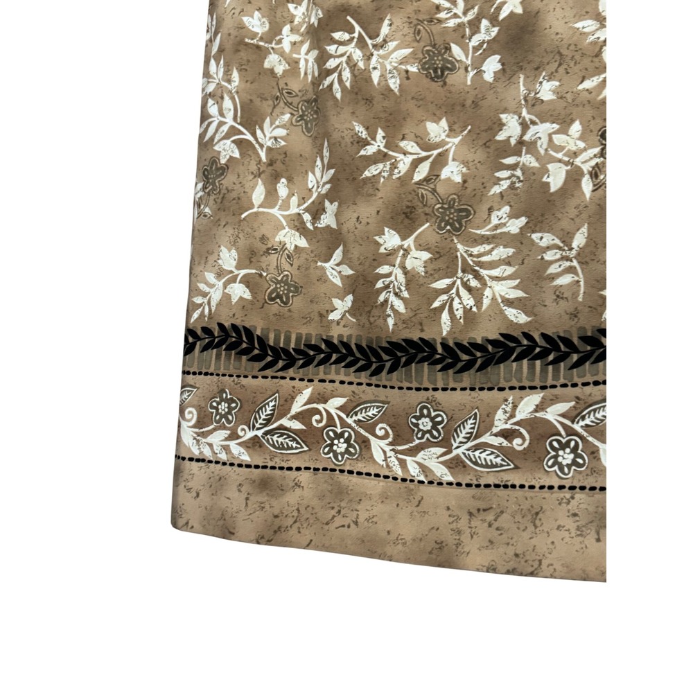 Wrothingon Floral Botanical Wrap Skirt Women Size M Tan‎ Brown Excellent A-Line - Picture 2 of 9